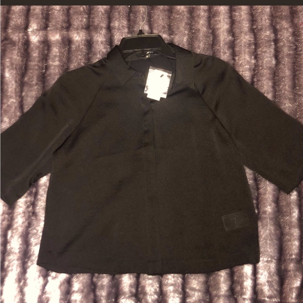 Express Faux Satin Collared Button Crop Top Size XS